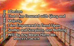 I Declare That I Am Crowned with Glory and Majesty. I Am Empowered to Tread Upon Snakes and Scorpions, and Nothing Will By Any Means Harm Me.