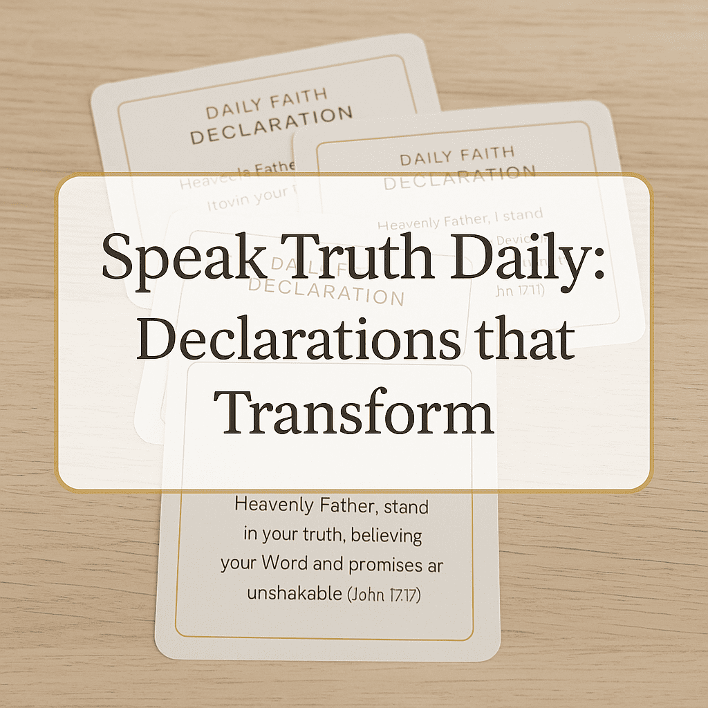 Printable daily faith declaration cards on table